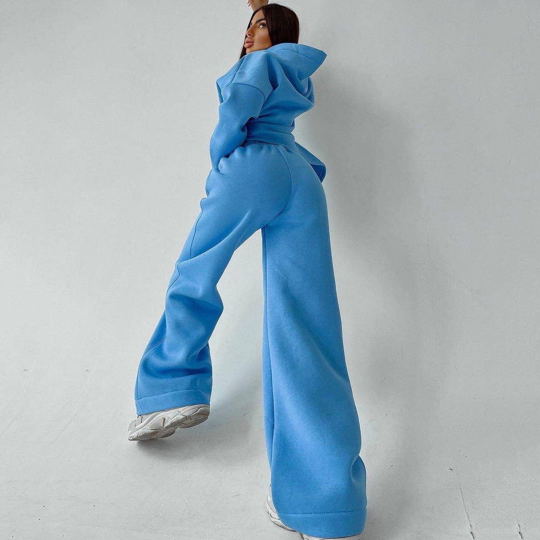 Damen Sportlicher Fleece-Zweiteiler mit weitem Schnitt Sovae