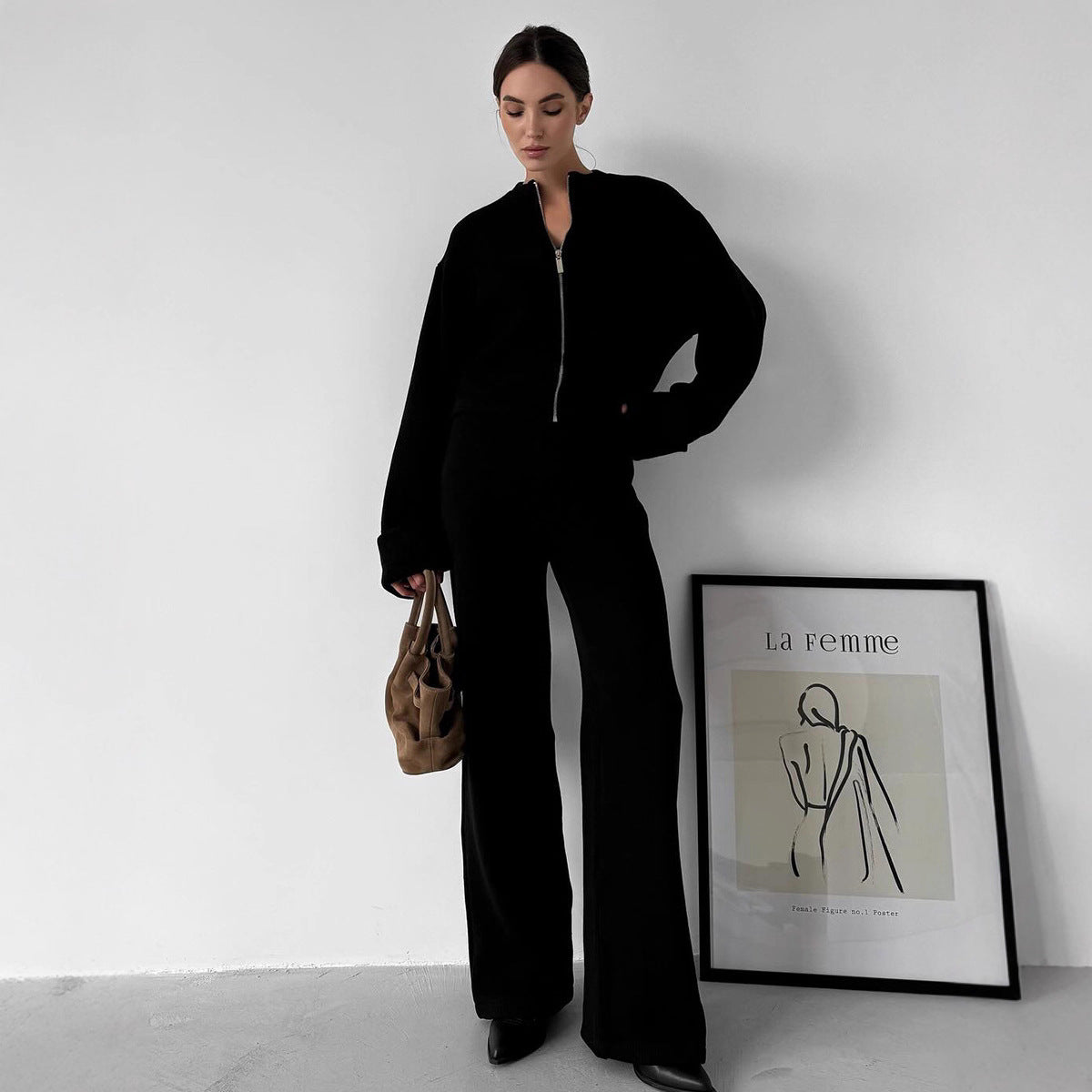 Damen Modisches und bequemes Strick-Ensemble mit weitem Schnitt Sovae