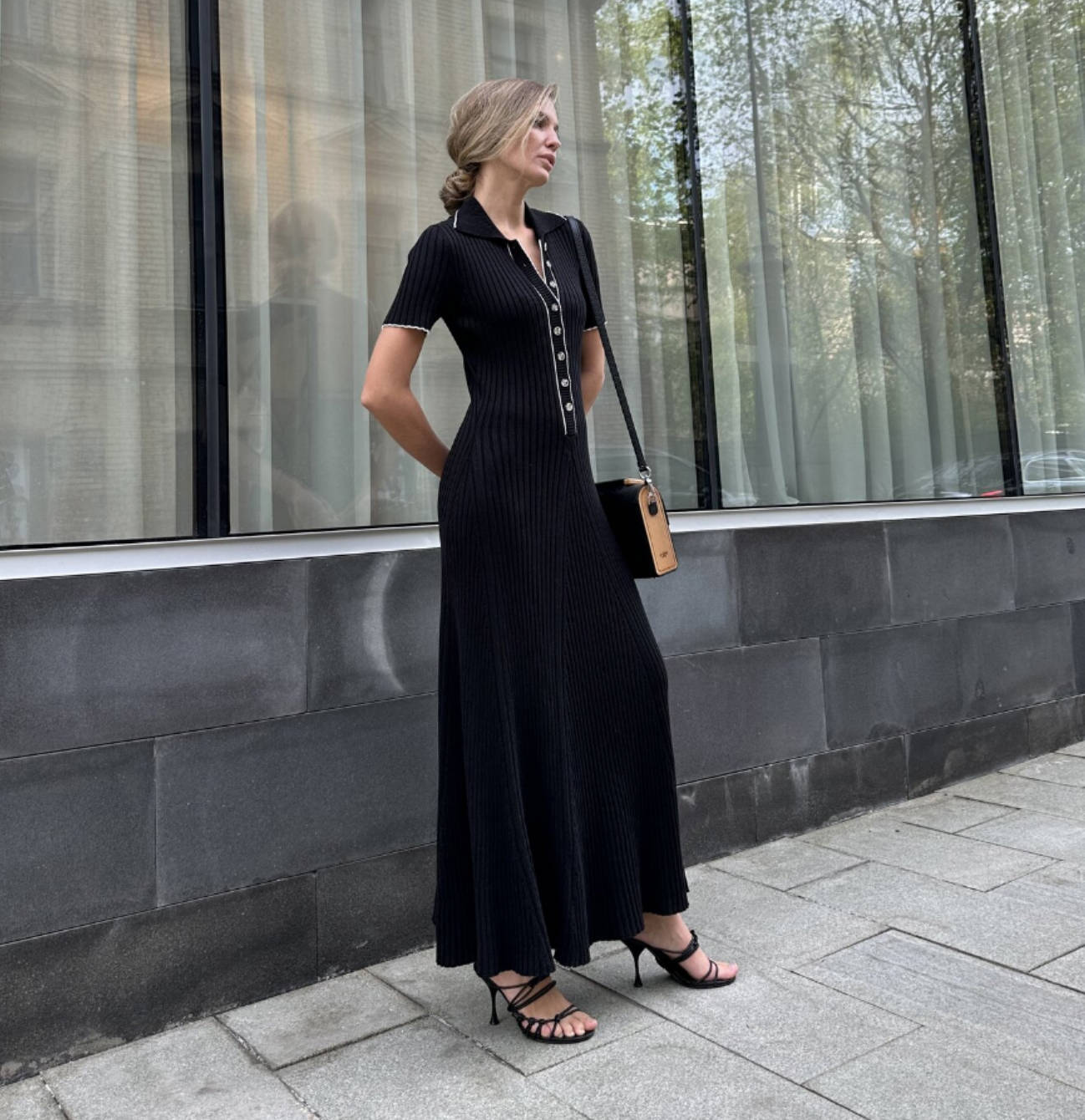 Damen Midi-Kleid mit feiner Rippstruktur Sovae