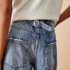 Damen Weit geschnittene Jeans mit lässigen Waschungseffekten Sovae