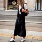 Damen Eleganter Maxi-Rock aus seidig-fließendem Material mit hohem Bund Sovae