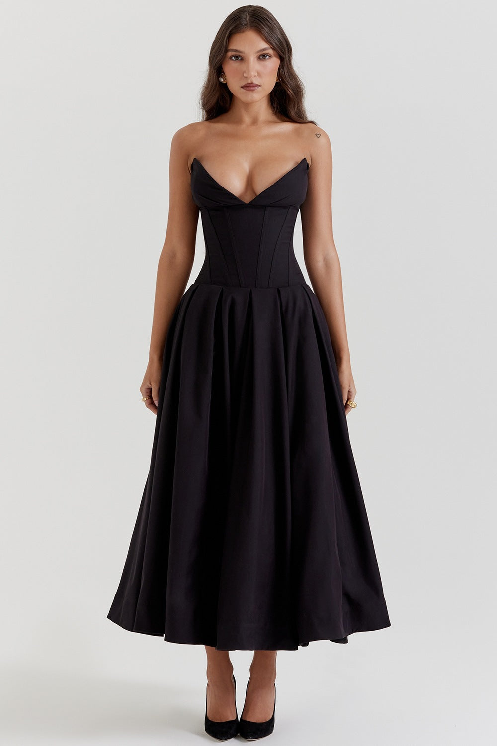Damen Abendkleid mit korsettartigem Oberteil und weitschwingendem Rock Sovae