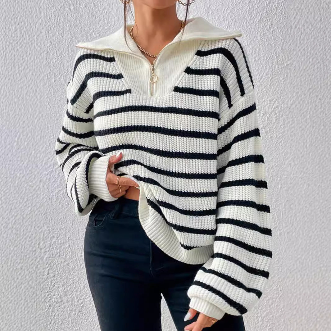 Damen stylischer Strickpullover mit hochgeschlossenem Kragen und lässigem Schnitt Sovae
