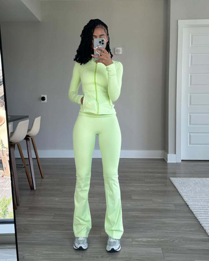 Damen Sportliches Freizeit-Loungewear-Set mit enganliegendem Langarmoberteil und hoher Taille Sovae