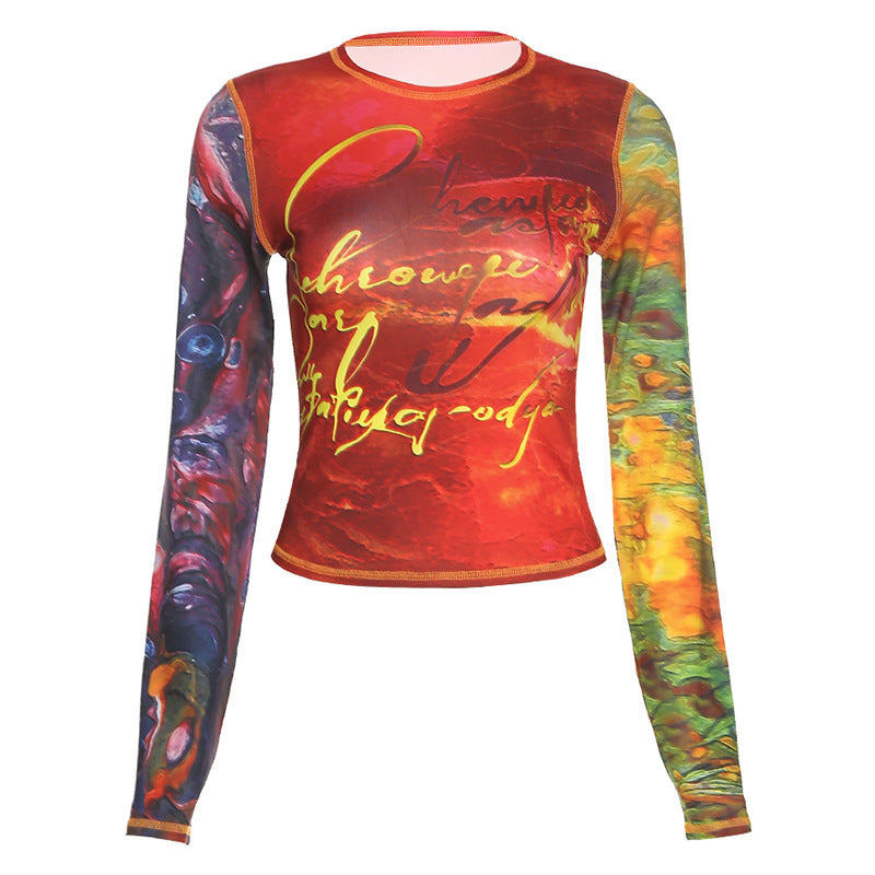 Damen Langarmshirt mit kunstvollem Grafikdesign Sovae