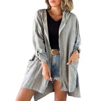 Damen lässige Zip-Hoodie-Jacke mit Taschen Sovae