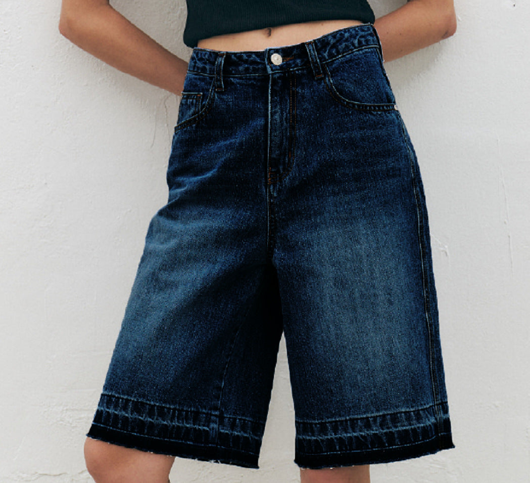 Damen Hochtaillierte Denim-Bermudas mit modernem Schnitt Sovae