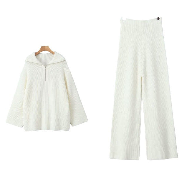 Damen lässiges Strickset mit hohem Kragen und weitem Schnitt Sovae