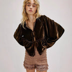 Damen lässige Samtbluse Sovae