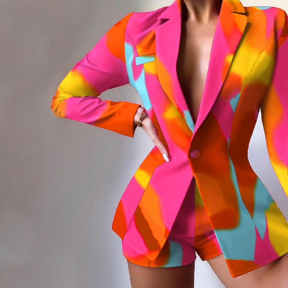 Damen elegantes Blazer-Shorts Ensemble Sovae