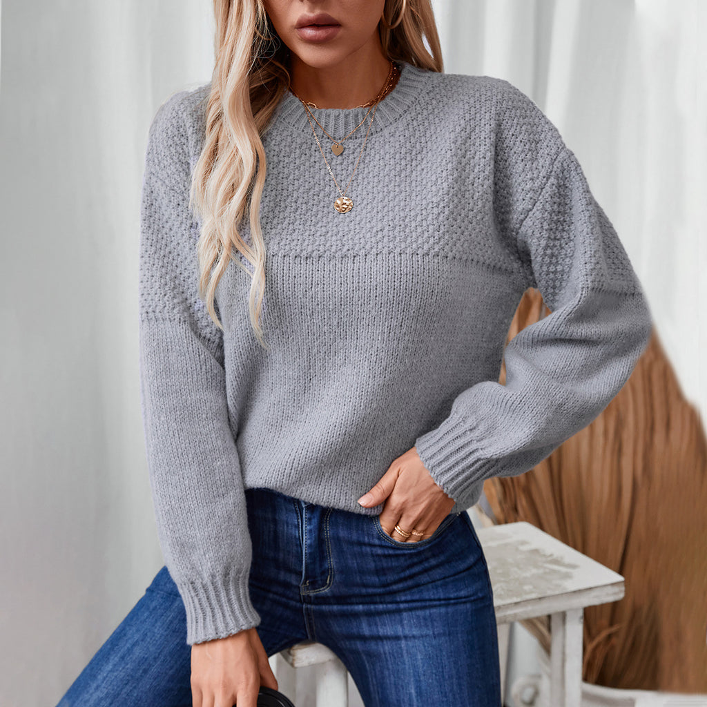 Damen modischer Strickpullover mit strukturiertem Design und lässigem Schnitt Sovae