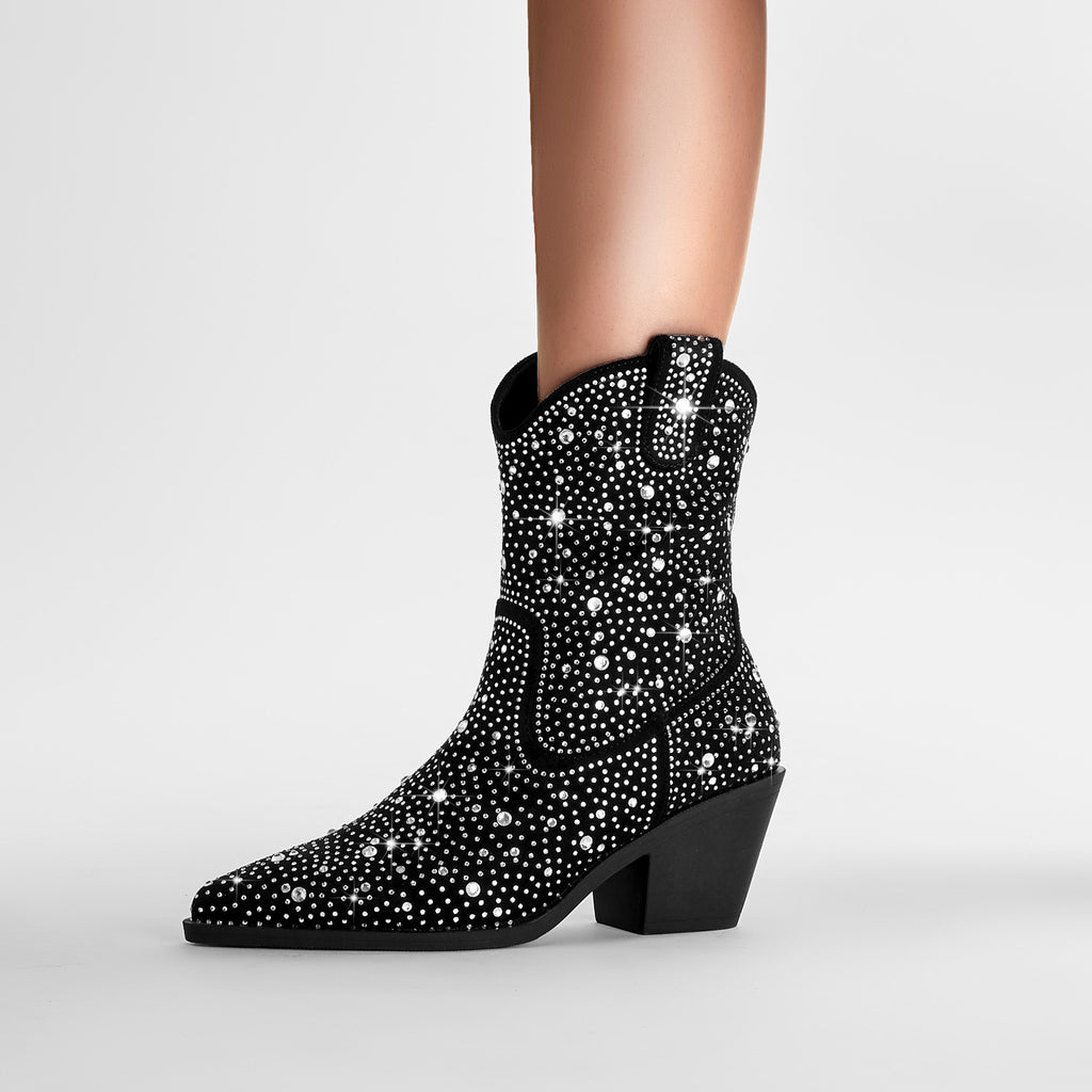 Damen Cowboy-Stiefel mit Strassverzierungen Sovae