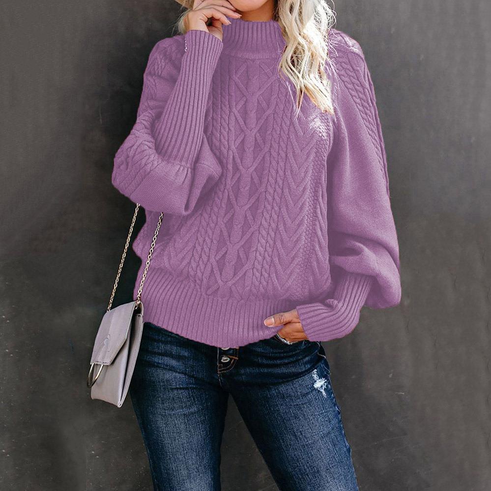Damen Strickpullover mit hochgeschlossenem Kragen und strukturiertem Design Sovae
