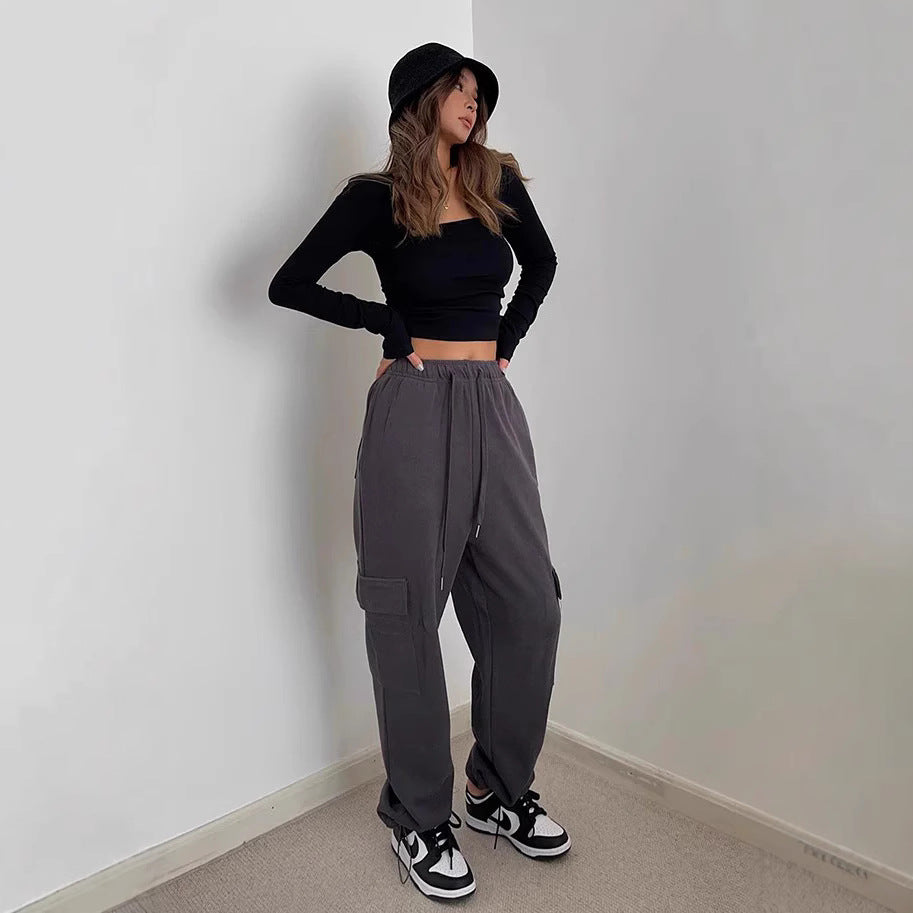 Damen modische Cargo-Hose mit elastischem Bund Sovae