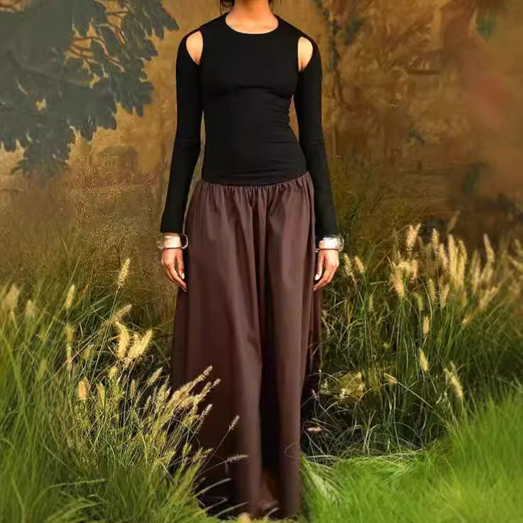 Damen Elegantes Maxikleid mit Off-Shoulder-Ärmeln Sovae