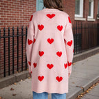 Damen Strickjacke mit Herzmuster und praktischen Taschen Sovae