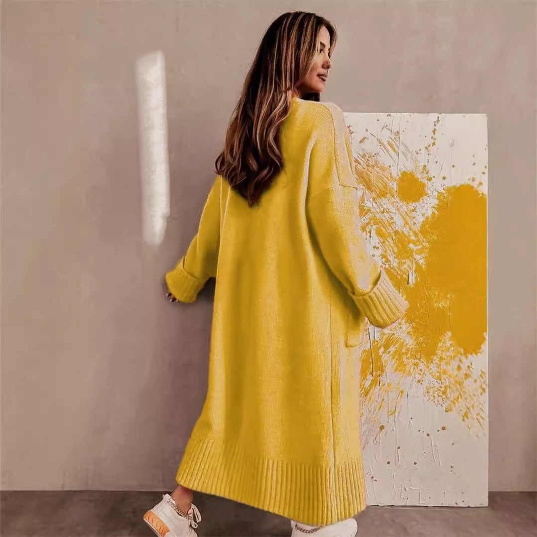 Damen Langer Strickcardigan mit praktischen Taschen und lässigem Schnitt Sovae