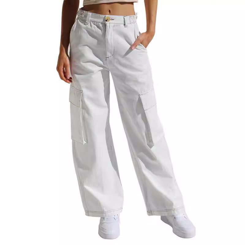 Damen Weit geschnittene Cargo-Hosen mit praktischen Taschen Sovae