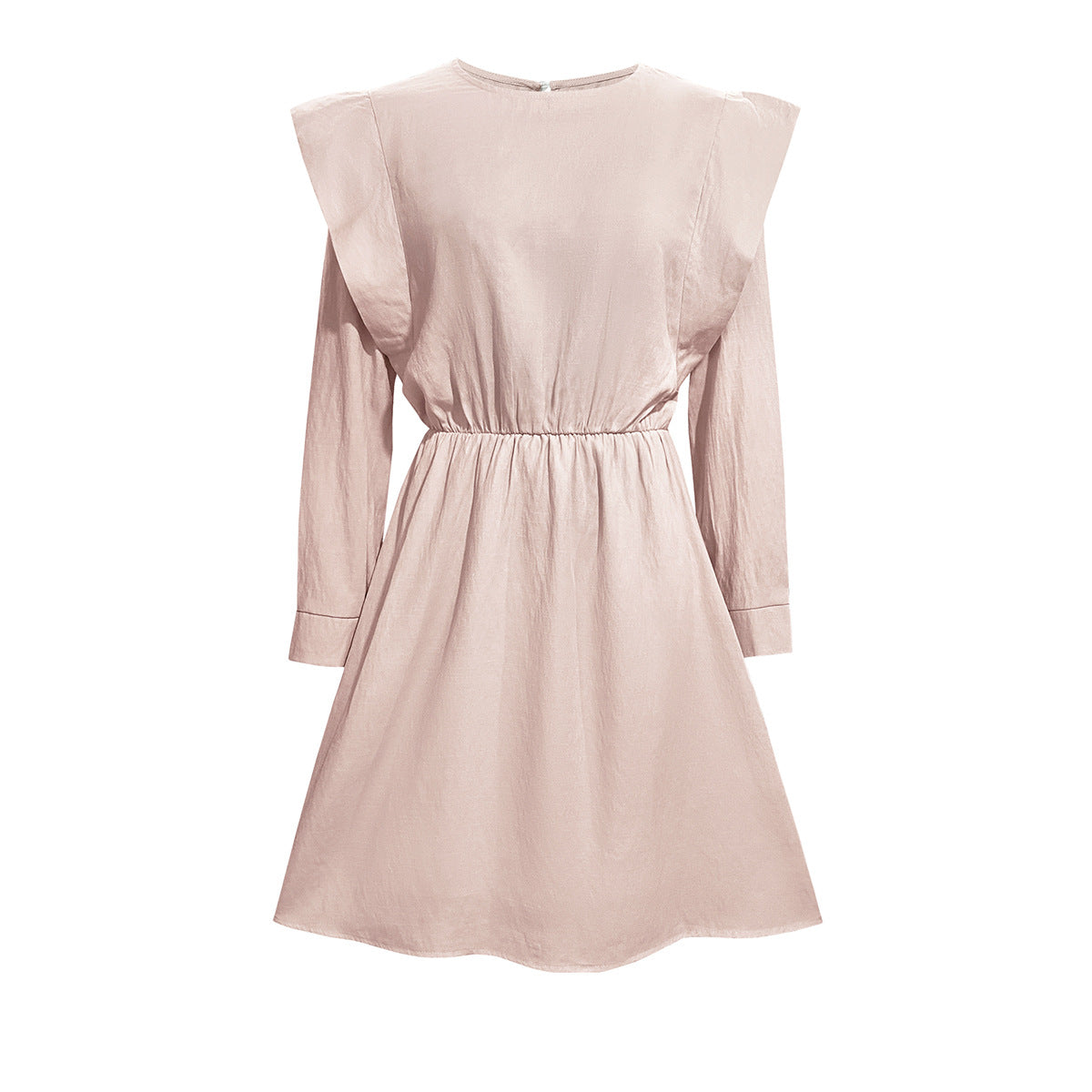 Damen elegantes Minikleid mit tailliertem Schnitt und schulterfreien Puffärmeln Sovae