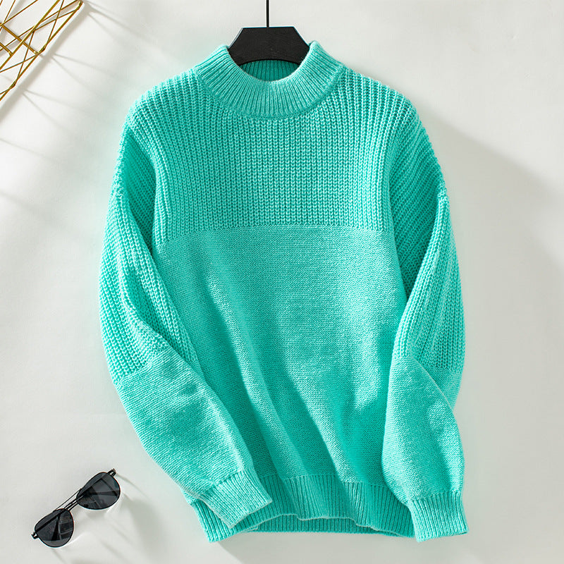 Damen lässiger Pullover mit hohem Kragen und modernem Strukturstrick Sovae