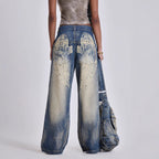 Damen Weit geschnittene Jeans mit einzigartigem Flügel-Design Sovae