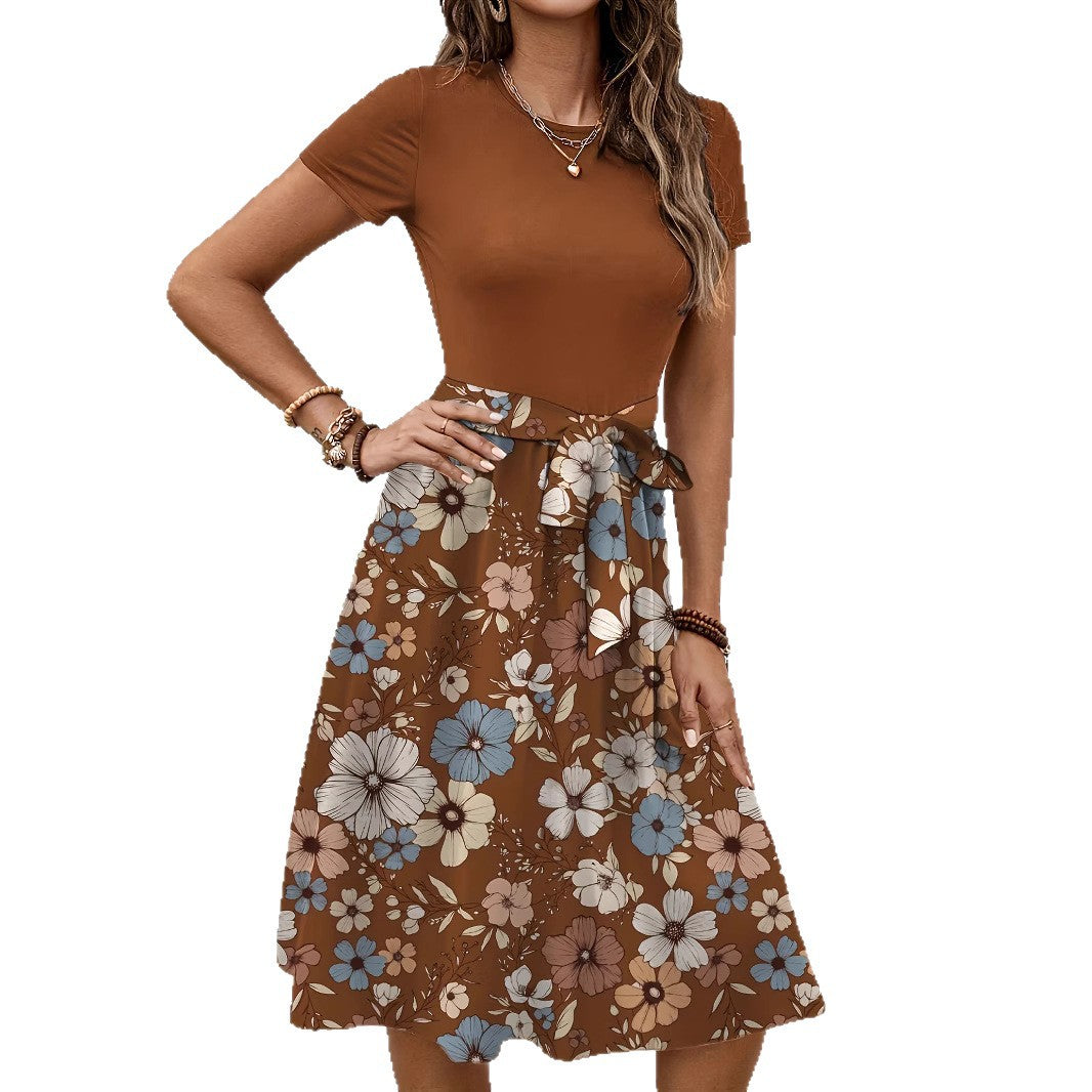 Damen Midikleid mit floralem Design und tailliertem Schnitt Sovae