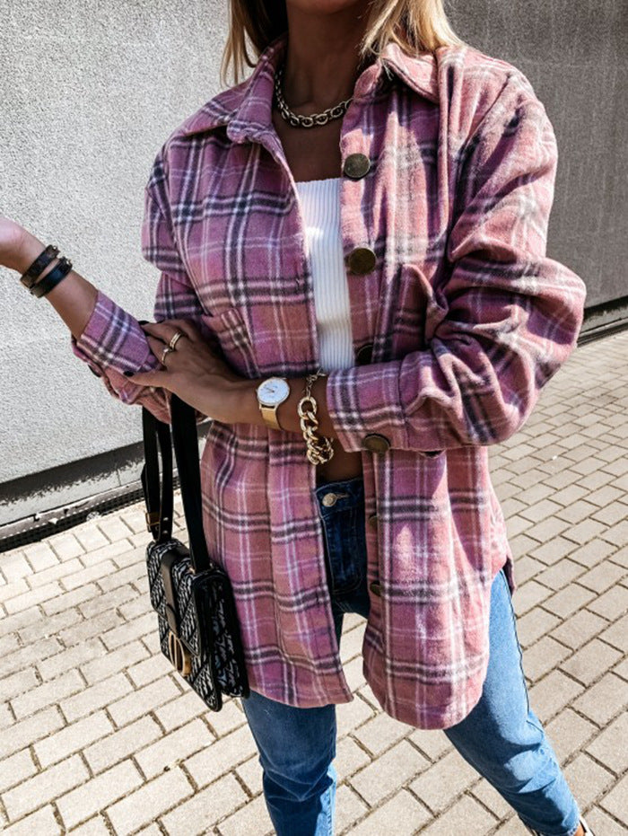 Damen Karierte Overshirt Sovae