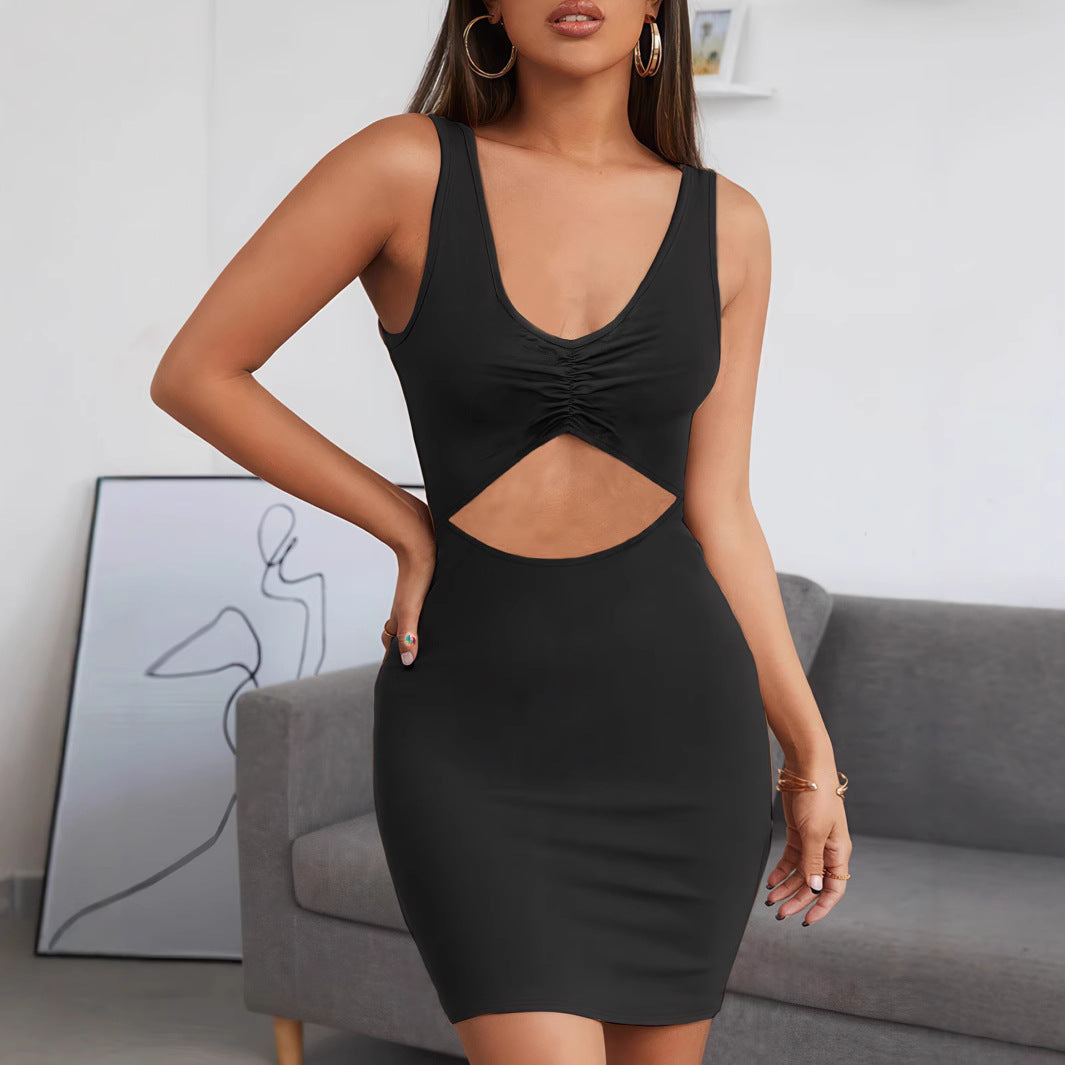 Damen figurbetontes Minikleid mit Cut-Out und Raffung Sovae