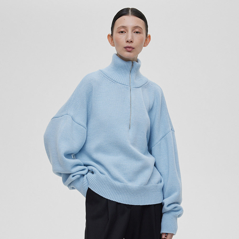 Damen Modischer Strickpullover mit hohem Kragen Sovae