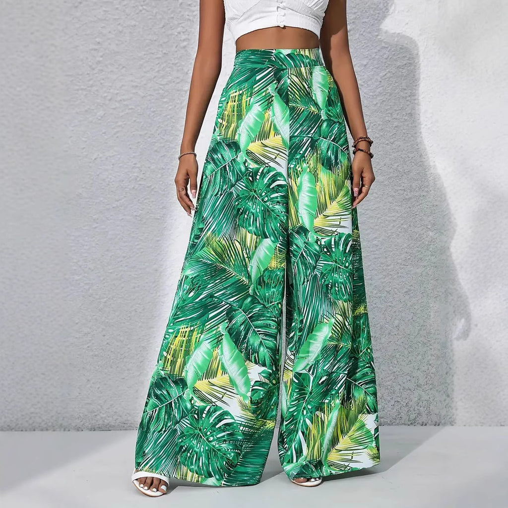 Damen Maxi-Rock mit tropischem Blattmuster Sovae