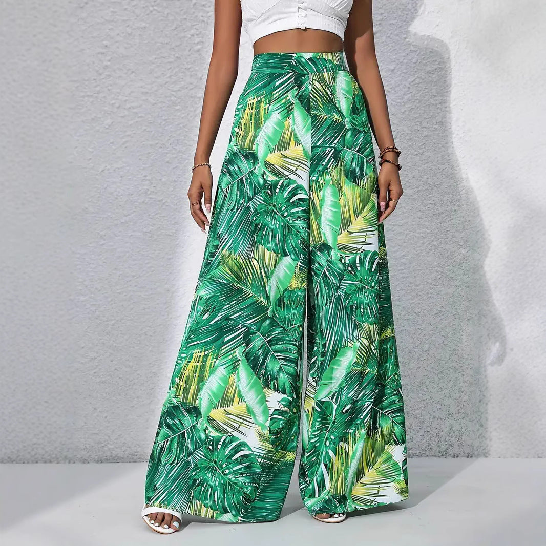 Damen Maxi-Rock mit tropischem Blattmuster Sovae