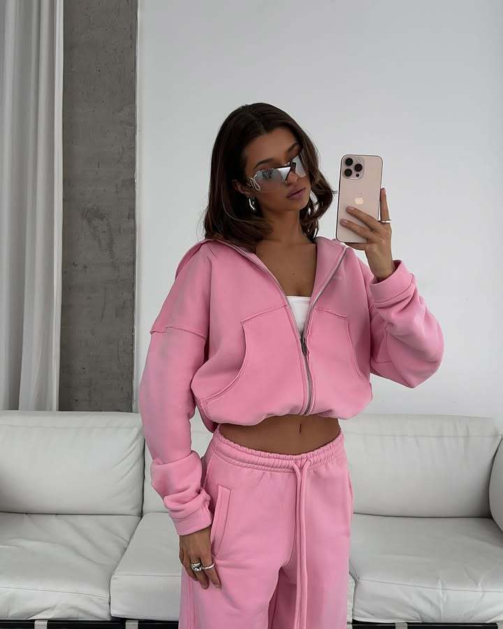 Damen Oversized Kapuzenpullover und lässige Freizeithose Set Sovae