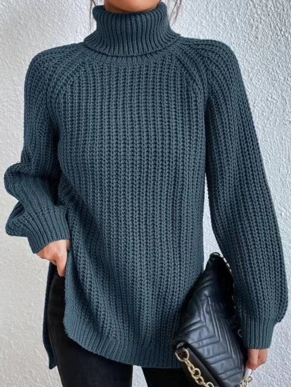 Damen gemütlicher Strickpullover mit Rollkragen und weitem Schnitt Sovae