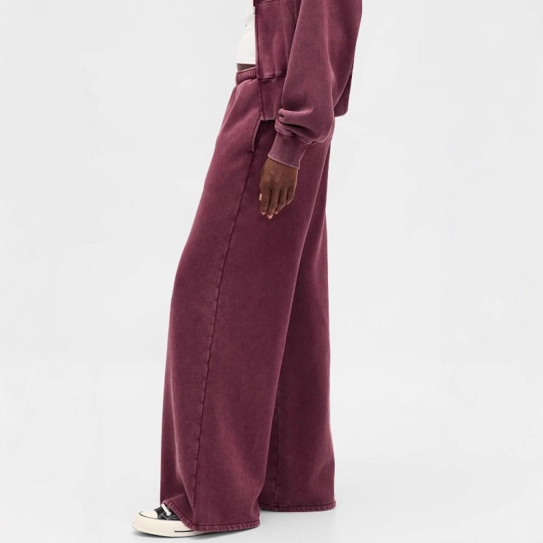 Damen lässiger Sweatpants mit cropped Kapuzenjacke Sovae