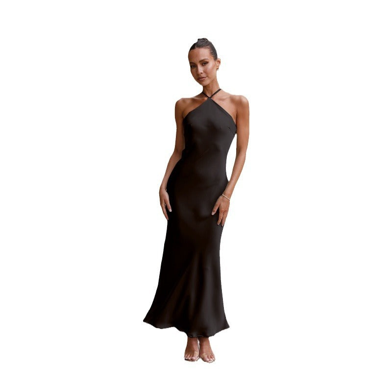 Damen elegantes Maxikleid mit Spaghettiträgern und fließendem Schnitt Sovae