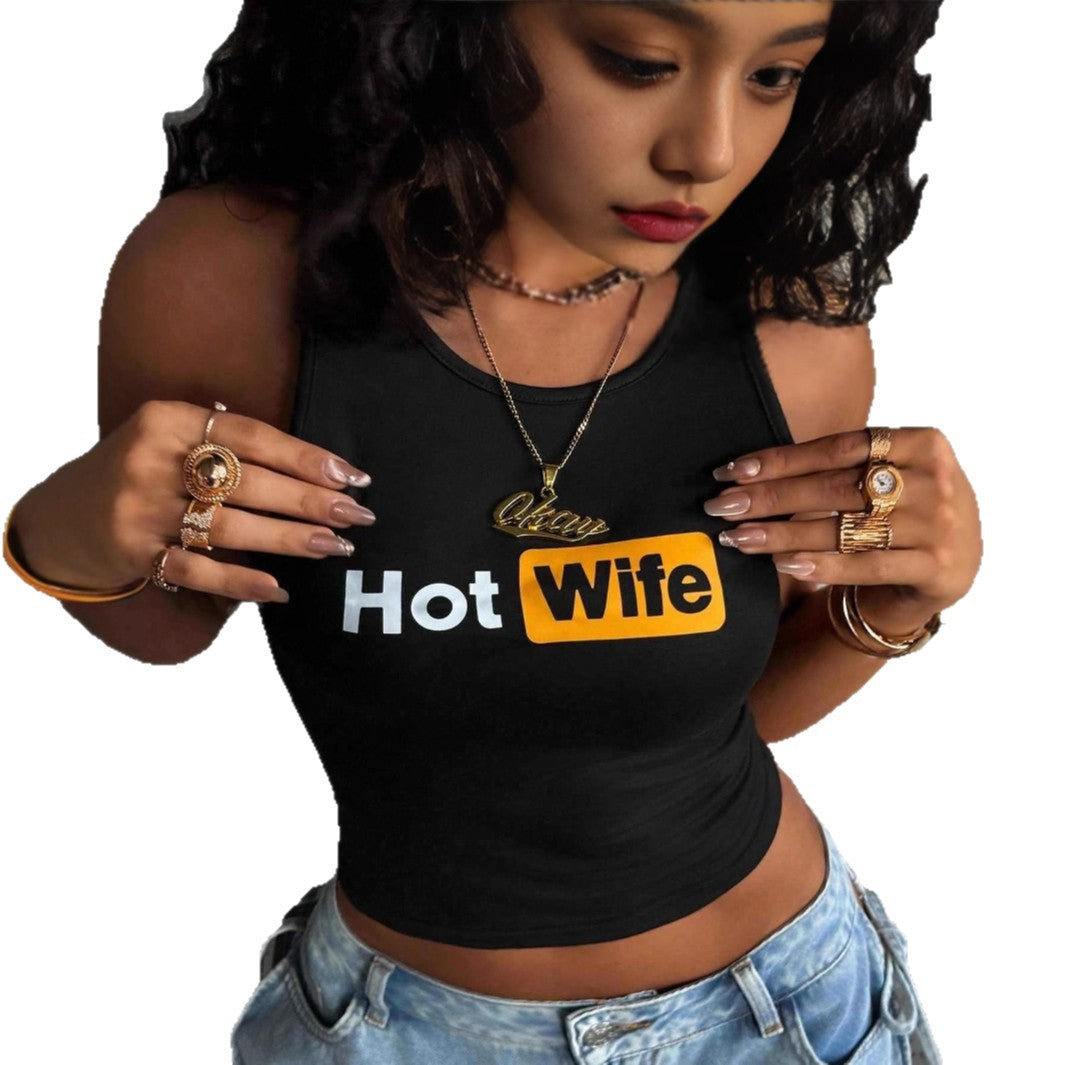 Damen Stilvolles Crop-Top mit witzigem Schriftzug Sovae