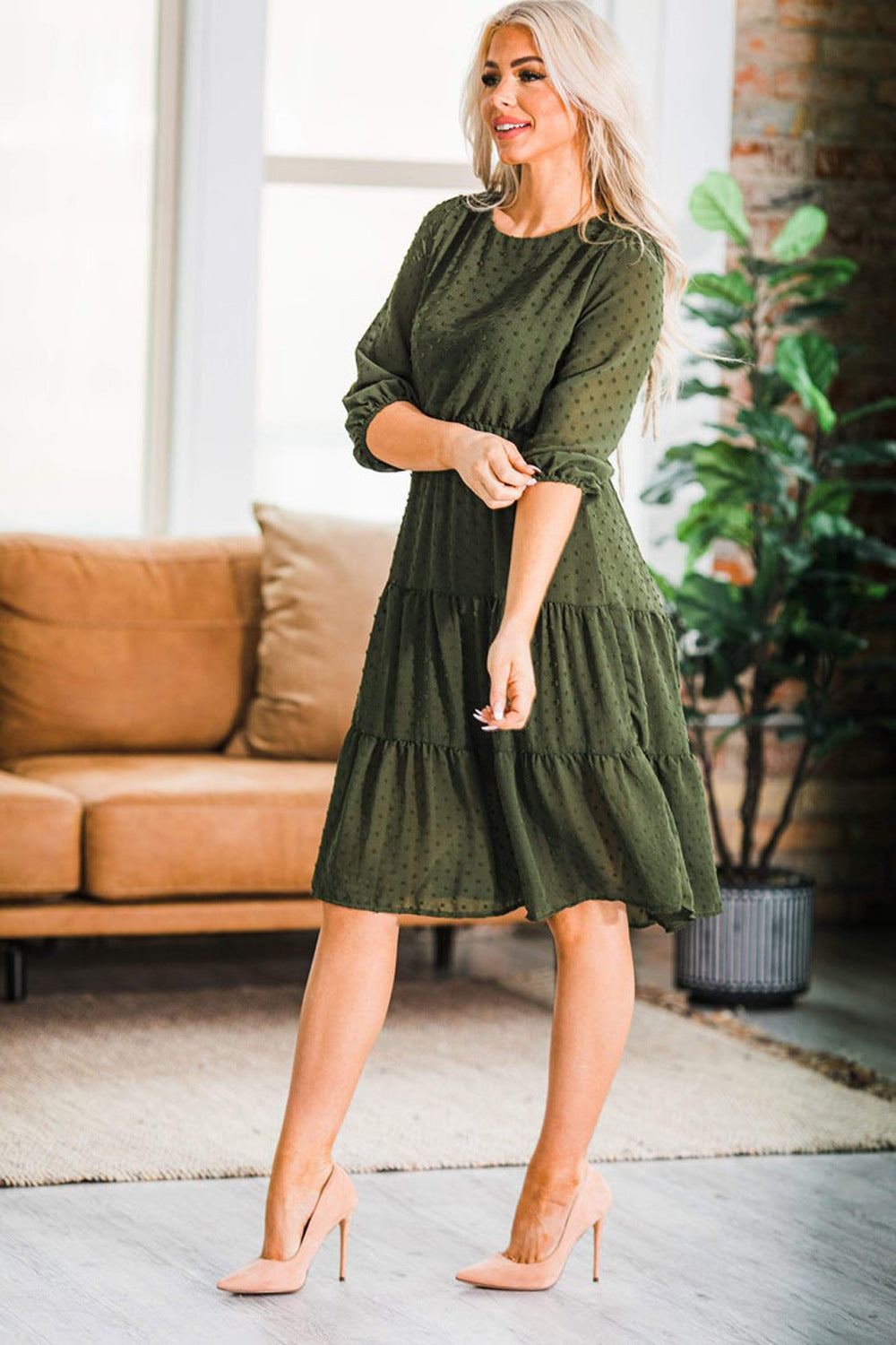 Damen verspielt elegantes Maxikleid mit Rüschendetails Sovae