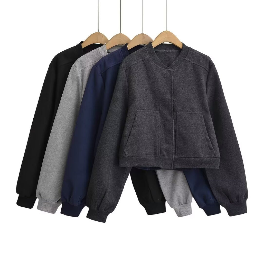 Damen lässige cropped Sweatjacke mit Taschen Sovae