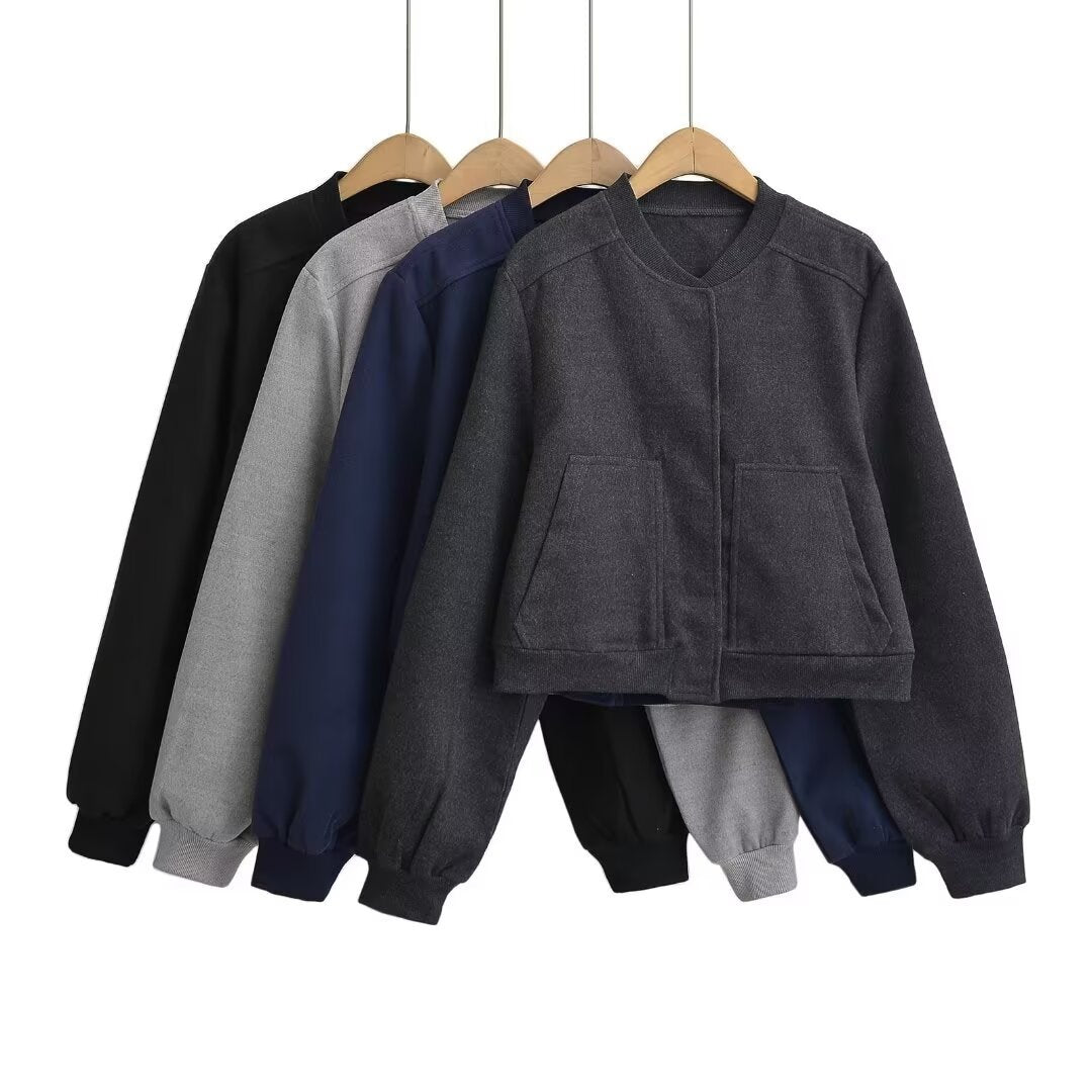 Damen lässige cropped Sweatjacke mit Taschen Sovae