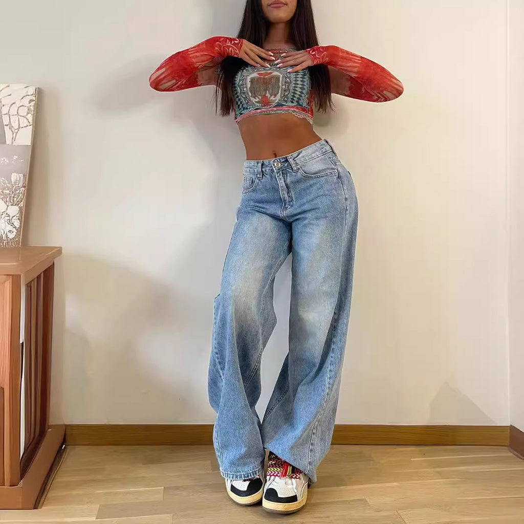 Damen Weit geschnittene Jeanshose Sovae