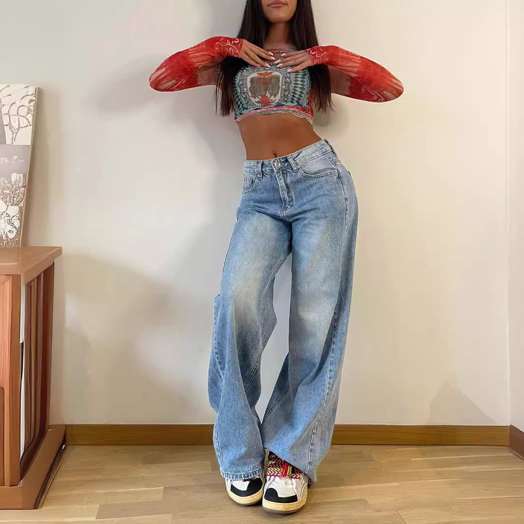 Damen Weit geschnittene Jeanshose Sovae