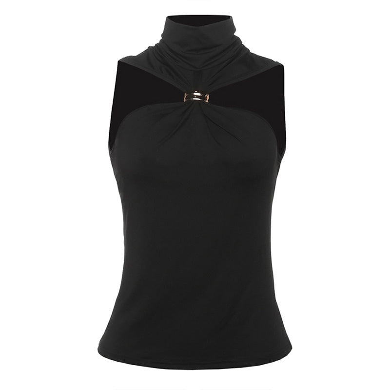 Damen schickes enganliegendes Oberteil mit modernem Kragen Sovae