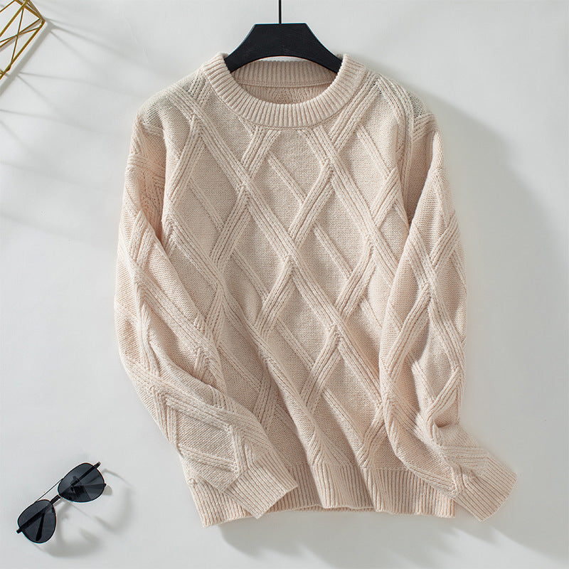 Damen Strickpullover mit modernem Rautenmuster und hochwertigem Material Sovae