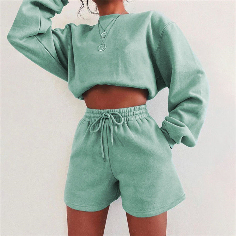 Damen lässiges und stylisches Sweatshirt-Shorts-Set Sovae