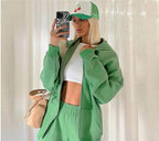 Damen bequemer Oversized Sweatjacke mit hohem Kragen und passenden Jogginghosen Sovae