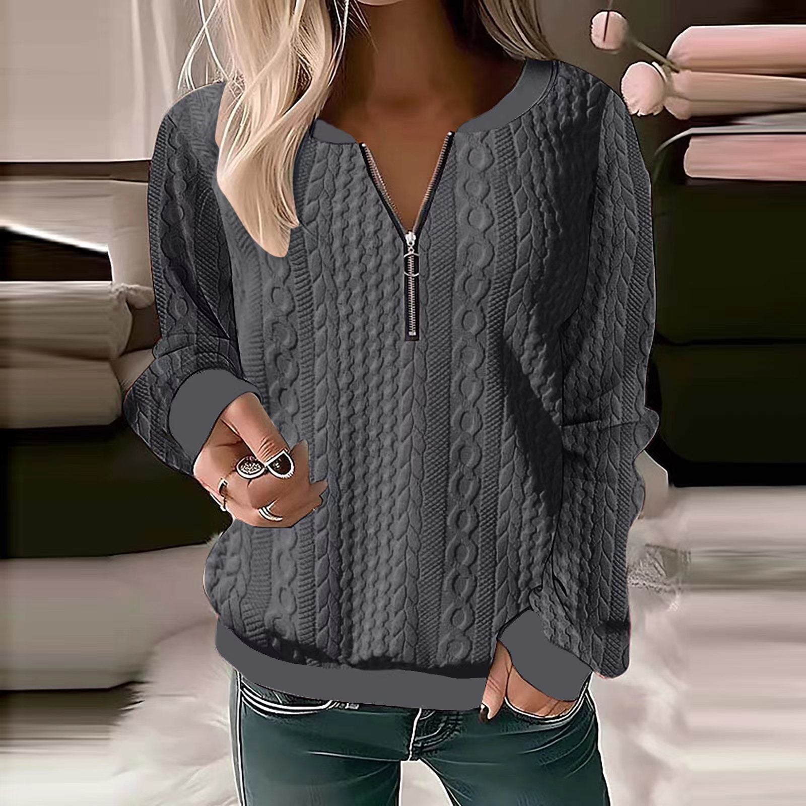Damen gemütlicher Strickpullover Sovae