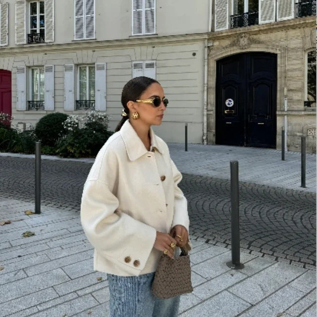 Damen Übergangsjacke mit lässigem Schnitt und praktischem Knopfverschluss Sovae