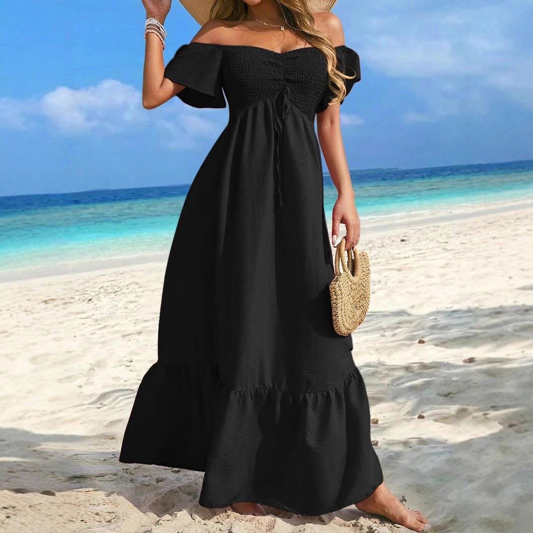 Damen Maxikleid mit schulterfreier Silhouette Sovae
