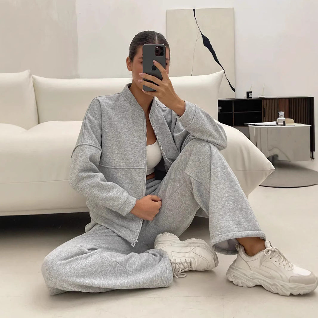 Damen Sportliches Fleece-Set mit durchgehendem Reißverschluss Sovae