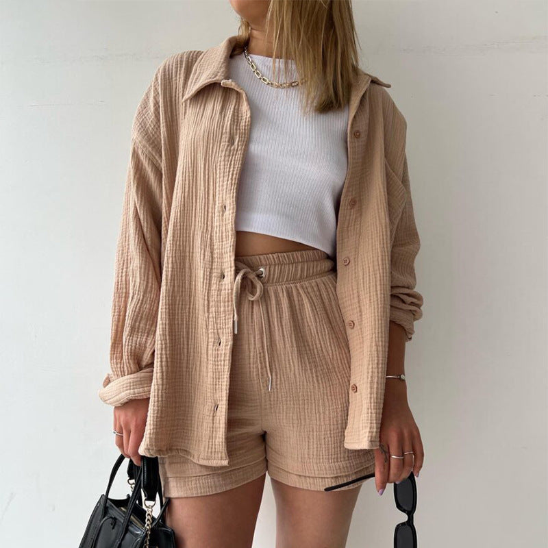 Damen lässiges Oversize-Hemd mit kurzem Schnitt und praktischen Taschen Sovae